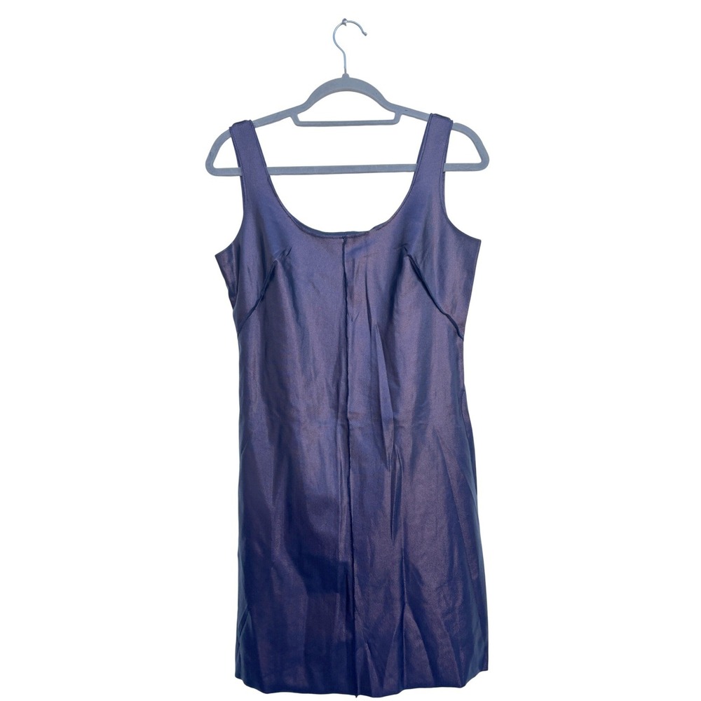 Moschino Cheap‎ & Chic Metallic Purple Bodycon Mini Dress Exposed Seams Sz 10